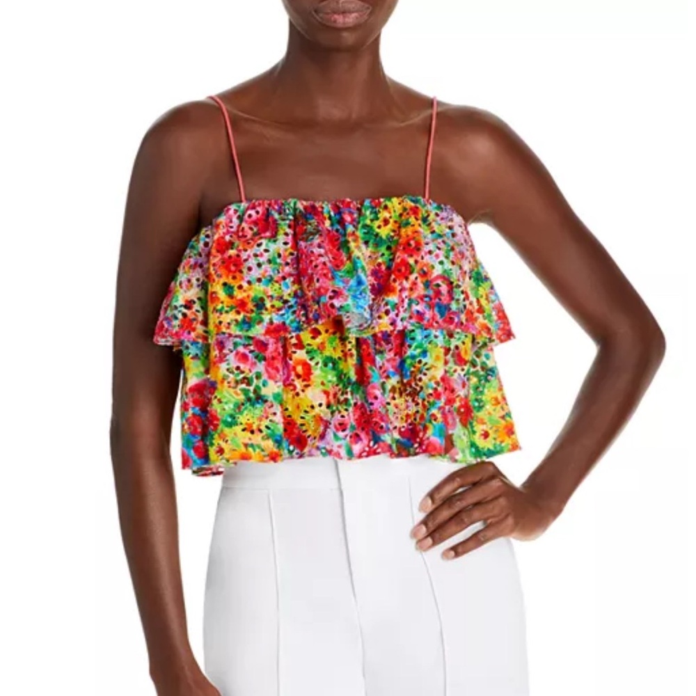 🩵NWT Alice and Olivia
Marylynn Ruffle Cropped Top, Size 0